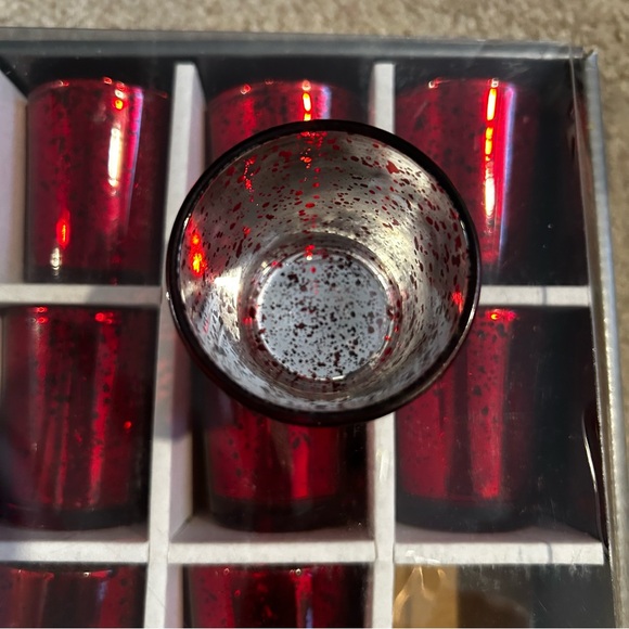 Mikasa ~ Set of 12 Red Mercury Glass Christmas Votive Tealight Candle Holders - Picture 2 of 4